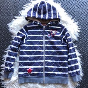 Hanna Andersson boys striped  sherpa hoodie 130 8